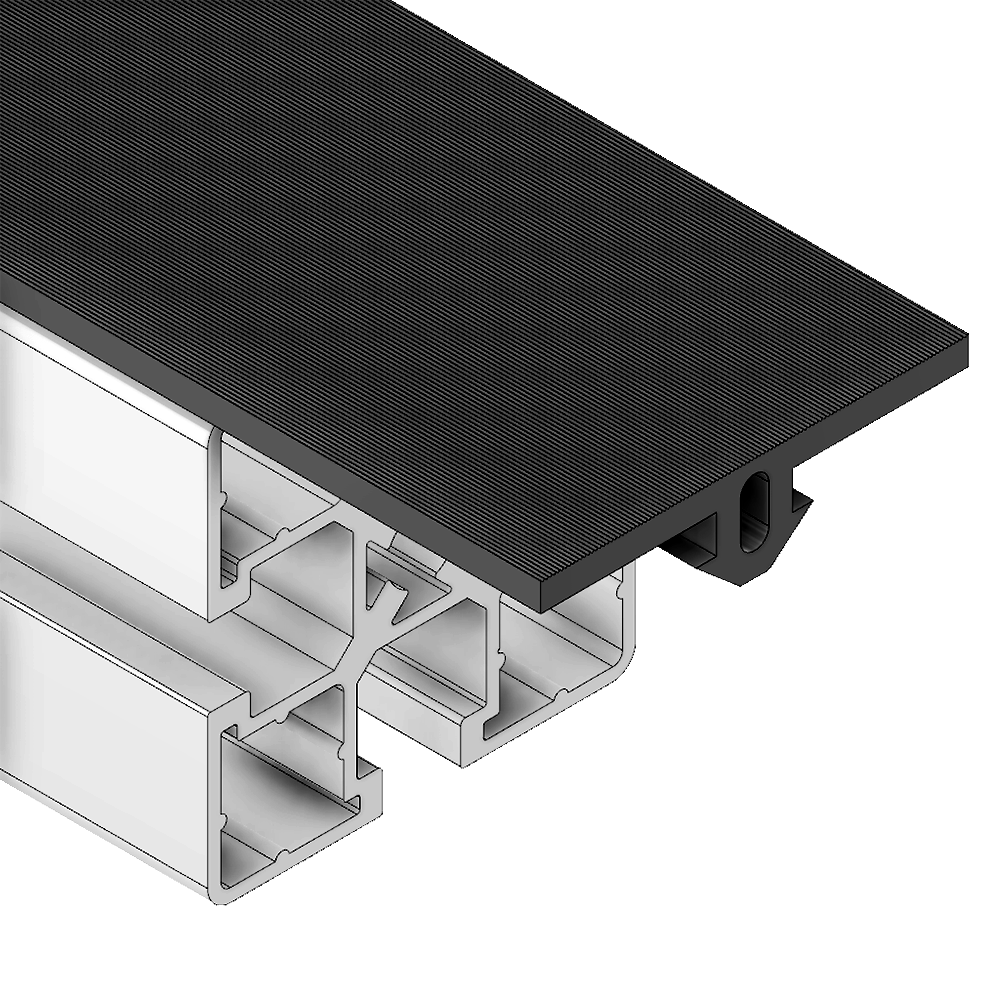 61-070-0 MODULAR SOLUTIONS PVC COVER PROFILE<br>FLAT RUBBER W/RIDGES, CUT TO ANY LENGTH PRICE / METER SHOWN